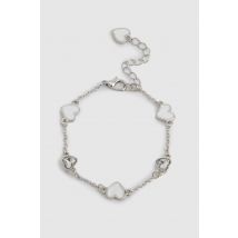 Bracelet En Émail Blanc À Motif Cœur - Gris - Argent - One Size, Gris - Argent