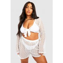Grande Taille - Ensemble De Plage En Jersey - Blanc - 44, Blanc