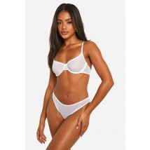 Ensemble De Lingerie En Mesh Avec Soutien-Gorge Et Culotte - Blanc - L, Blanc