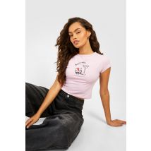 T-Shirt Court À Manches Capées Et Imprimé Cocktail - Rose Clair - 40, Rose Clair