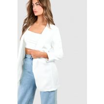 Blazer Oversize À Manches Retournées - Blanc Ivoire - 36, Blanc Ivoire