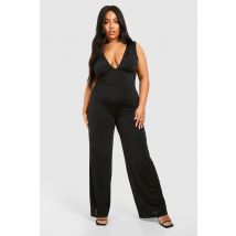 Grande Taille - Combinaison Large À Décolleté Plongeant - Noir - 50, Noir