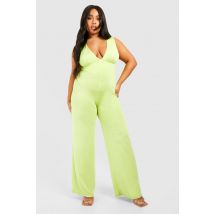 Grande Taille - Combinaison Large À Décolleté Plongeant - Citron Vert - 44, Citron Vert