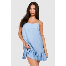 "Petite" - Robe Trapèze À Volants Et Bretelles - Bleu - 44, Bleu