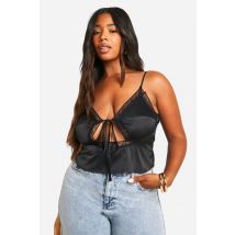 Grande Taille - Débardeur Satiné En Dentelle - Noir - 48, Noir