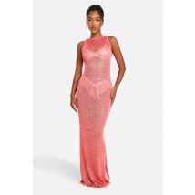 Robe Longue De Plage À Paillettes - Orange Corail - M, Orange Corail
