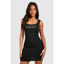 Robe Courte À Ornements Et Slogan Little Miss Cowgirl - Noir - 40, Noir