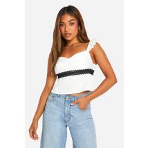 "Petite" - Top Satiné À Détails En Dentelle - Blanc - 44, Blanc