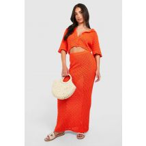 "Petite" - Jupe Longue En Maille - Orange - L, Orange