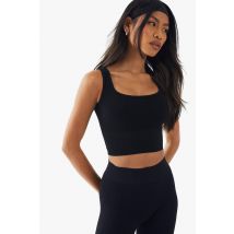 Crop Top Côtelé À Col Carré Sans Coutures - Noir - S, Noir