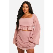Grande Taille - Jupe En Mousseline De Soie À Volants - Rose - 56, Rose