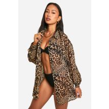 Chemise De Plage Longue À Imprimé Léopard - Leopard - M, Leopard