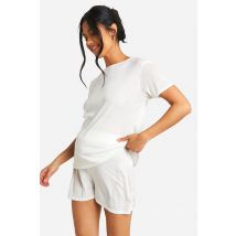 Maternité - Ensemble De Pyjama À Manches Courtes Et Coutures Apparentes - Blanc - 36, Blanc