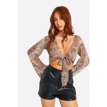 Chemise Courte En Mousseline De Soie - Serpent - 40, Serpent