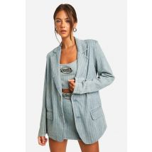 Blazer Oversize À Rayures - Rouge Vin - 36, Rouge Vin