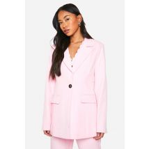 Blazer De Tailleur À Bouton Contrastant - Rose Clair - 40, Rose Clair