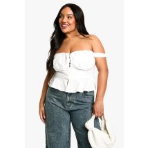 Grande Taille - Corset Péplum - Blanc - 56, Blanc