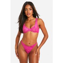 Soutien-Gorge Et String En Dentelle - Rose - Xl, Rose