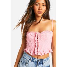 Corset En Broderie Anglaise À Volants - Rose - 38, Rose