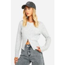 Pull Fin Zippé En Maille Douce - Gris - L, Gris