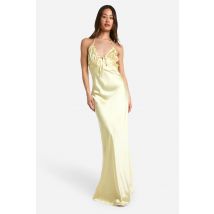 "Tall" - Robe Nuisette Satinée À Volants - Citron - 42, Citron