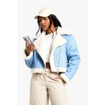Veste Aviateur Courte En Jean - Bleu Jean - 38, Bleu Jean