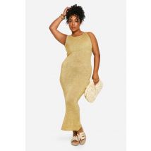 Grande Taille - Robe Longue Pailletée - Jaune - 50, Jaune