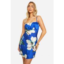 Robe Courte Fleurie À Bretelles - Bleu - 38, Bleu