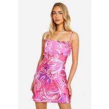 Robe Courte À Bretelles Et Motif Cachemire - Mauve - 38, Mauve