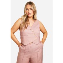 Grande Taille - Gilet Sans Manches Asymétrique - Rose - 56, Rose