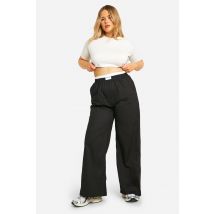 Grande Taille - Pantalon À Taille Contrastante - Noir - 56, Noir