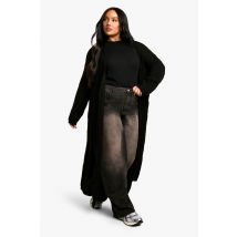 Grande Taille - Cardigan Long Côtelé - Noir - 52, Noir