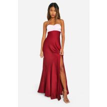 Robe Longue Satinée - Rouge - 46, Rouge