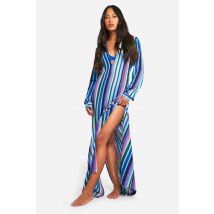 Robe Longue De Plage À Rayures - Bleu - S, Bleu