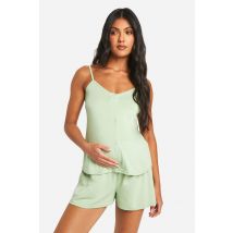 Maternité - Ensemble De Pyjama Avec Débardeur Boutonné Et Short - Vert Mastic - 42, Vert Mastic