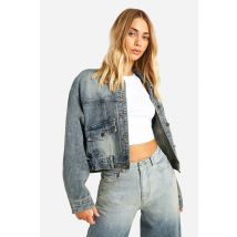 Veste Oversize En Jean - Rouge Vin - 42, Rouge Vin