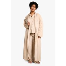 Grande Taille - Robe De Chambre En Polaire Côtelée - Marron Moka - 54, Marron Moka
