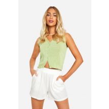 Gilet Sans Manches En Maille Légère - Vert - 36, Vert