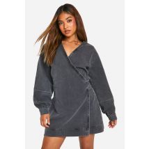 "Petite" - Robe Portefeuille En Jean - Gris - 42, Gris