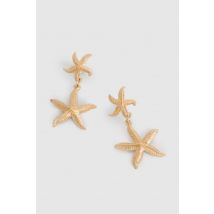 Boucles D'Oreilles Pendantes Étoiles De Mer - Jaune Or - One Size, Jaune Or