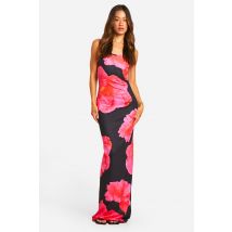 "Tall" - Robe Longue Fleurie À Col Rond - Noir - 40, Noir