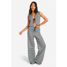Ensemble De Plage Avec Top Rayé Et Pantalon - Noir - S, Noir