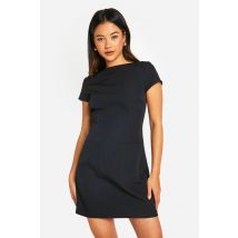 Robe Courte Habillée À Manches Courtes - Noir - 44, Noir