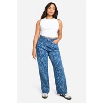 Grande Taille - Jean À Imprimé Léopard - Bleu Jean - 44, Bleu Jean