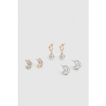 Lot De 3 Paires De Boucles D'Oreilles En Métal - Multicolore - One Size, Multicolore