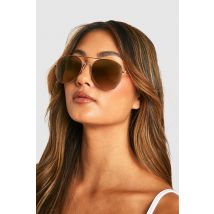 Lunettes De Soleil Aviateur À Monture Rose Gold - Or Rose - One Size, Or Rose