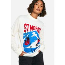 "Tall" - Pull En Maille À Imprimé Ski - Blanc - 34, Blanc