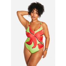 Grande Taille - Maillot De Bain Fleuri - Vert - 54, Vert