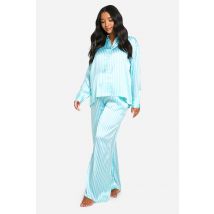 Maternité - Ensemble De Pyjama De Grossesse Satiné À Rayures - Vert - 40, Vert