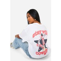 T-Shirt Oversize Imprimé À Slogan Stay Wild Cowgirl - Blanc - Xl, Blanc